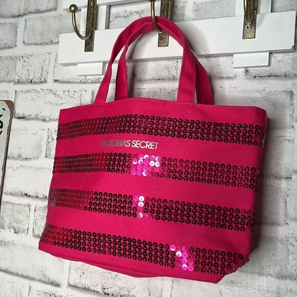 Victoria’s Secret Pink Sequins Handbag Tote Bag Purse - Picture 2 of 4